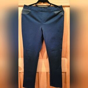 DKNY Elegant Black Leggings with Faux Leather Trim
